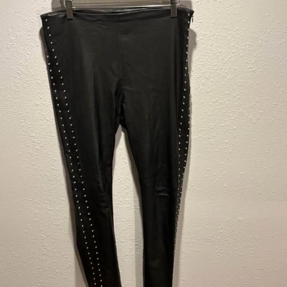 IRO Paris Caniwe Studded Stretch Lambskin Leather Pants Black Size 8